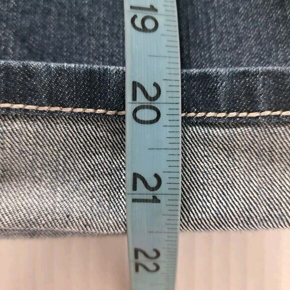 Earl Capri Jeans Womens 12 Blue Dark Stretch Denim Mid Rise Cuffed Thick Stitch - Picture 12 of 13